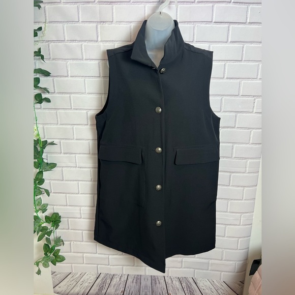 CHARTER CLUB Chic Black Sleeveless Vest with Button Detail/size M - Picture 2 of 8